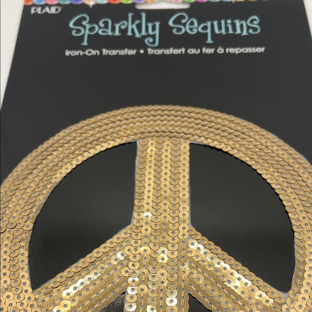 Gold Sequin Peace Sign Iron-On Transfer - Picture 4 of 4
